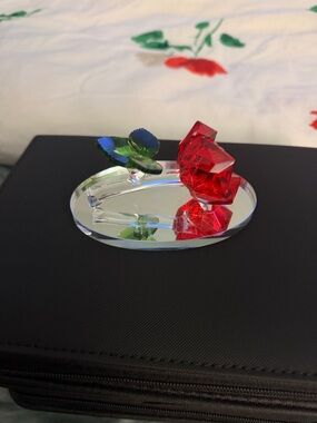 Glass Mirror Rose Crystal Decor